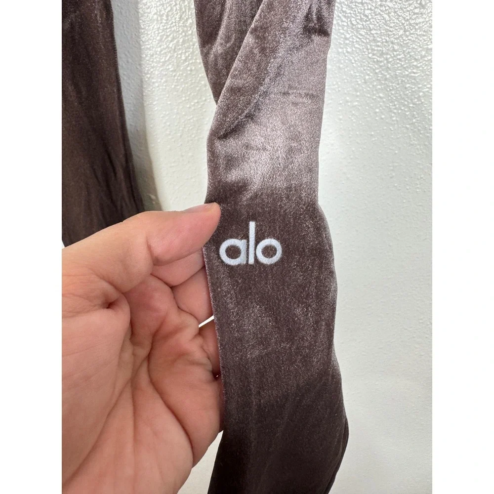 Alo Yoga High Waist Lush Velvet Leggings Purple Brown Crushed Velvet Small